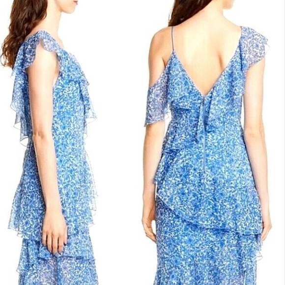 Alice + Olivia Olympia Silk Midi Dress Womens 8 Ethereal Whimsical Fairy Weeding - Picture 3 of 10